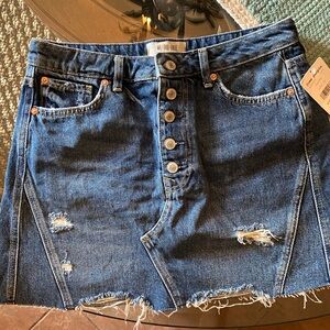 Free People Blue Asymmetrical Cut Out Mini Skirt